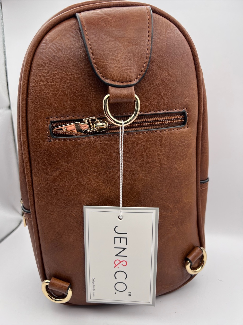 JEN & CO. Women's Brown Faux Leather Shoulder Bag